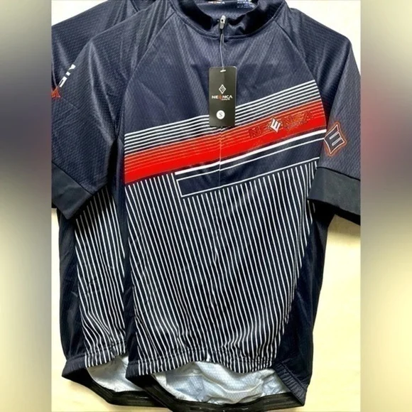 Neenca Cycling Jersey Short Sleeve Men's Blue White Full Zip Small - Picture 2 of 6